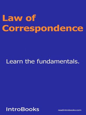 cover image of Law of Correspondence